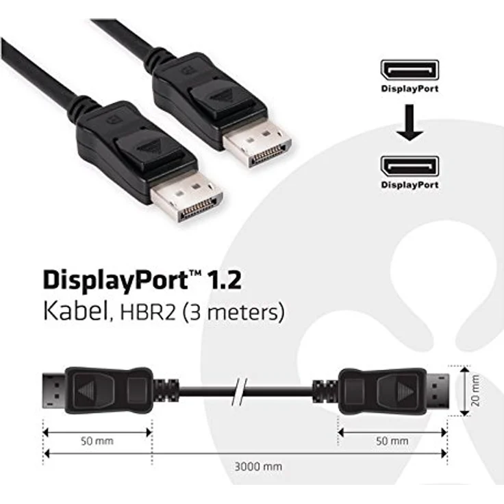 Club 3D - DisplayPort-Kabel - DisplayPort (M) - DisplayPort (M) - 3,0m (DisplayPort 1,2) - verriegelt (CAC-1064) – Bild 2