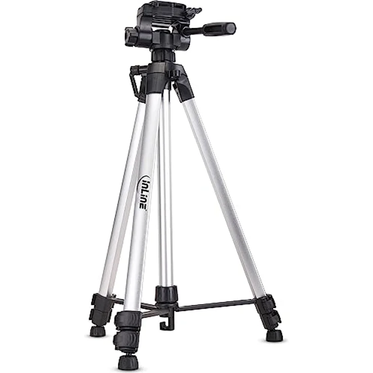 InLine Aluminium Stativ für Digitalkameras und Videokameras, höhenverstellbar von 65 bis 173 cm, Silber – Bild 2