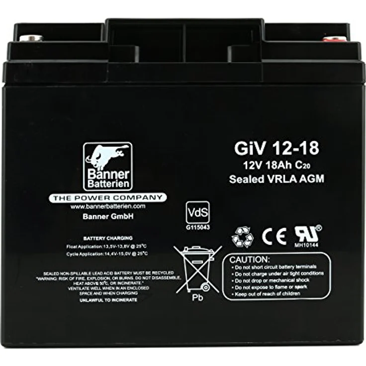 Banner Batterie Stand by Bull 12 Volt 18 Ah GIV 12-18, wartungsfreie Bleibatterie mit Vlies-Technologie für Hochstrom- und Langzeitbelastungen – Bild 2