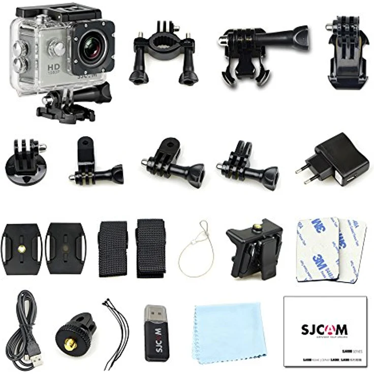 SJCAM SJ-4000-WiFi SJ4000 Deutsche Version wasserdichte Sport Actionkamera (5,08 cm (2 Zoll), FHD, 1080p, 30m, 12MP, 16 Zubehörteile) Silber – Bild 7