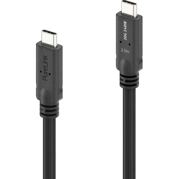 Purelink MicroX4 USB4-Kabel USB C - USB C 2 m, 20 Gbps, 240 W Power Delivery, schwarze Vollabschirmung