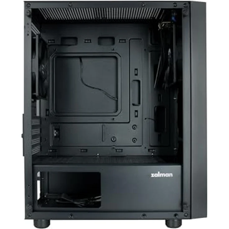 Zalman T3 Plus Mini Tower Case, mATX und Mini-ITX kompatibel, Schwarz, mit Seitenfenster aus gehärtetem Glas und Wasserkühlungsmöglichkeit – Bild 4