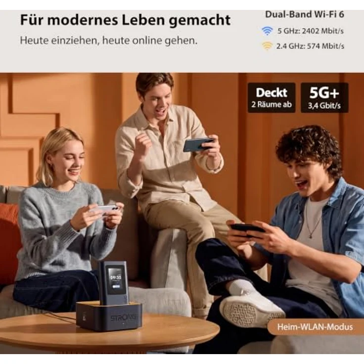 Strong 5G HOPI HOME WI-FI DOCKING (2-PACK), Mobiles Breitband- und Heim-Wi-Fi-System mit 5G-Mobil-Hotspot, Wi-Fi 6, bis zu 3.4 Gbps Download, 254 Geräte Unterstützung, Dual-Band, 6.1 cm LCD-Touchscreen – Bild 5