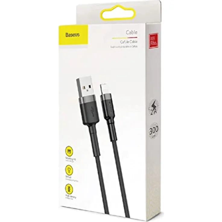 Baseus Cafule USB Lightning Kabel, 3m, 2A, schwarz-grau, schnelles Laden & Datenübertragung bis 480 Mbps – Bild 9