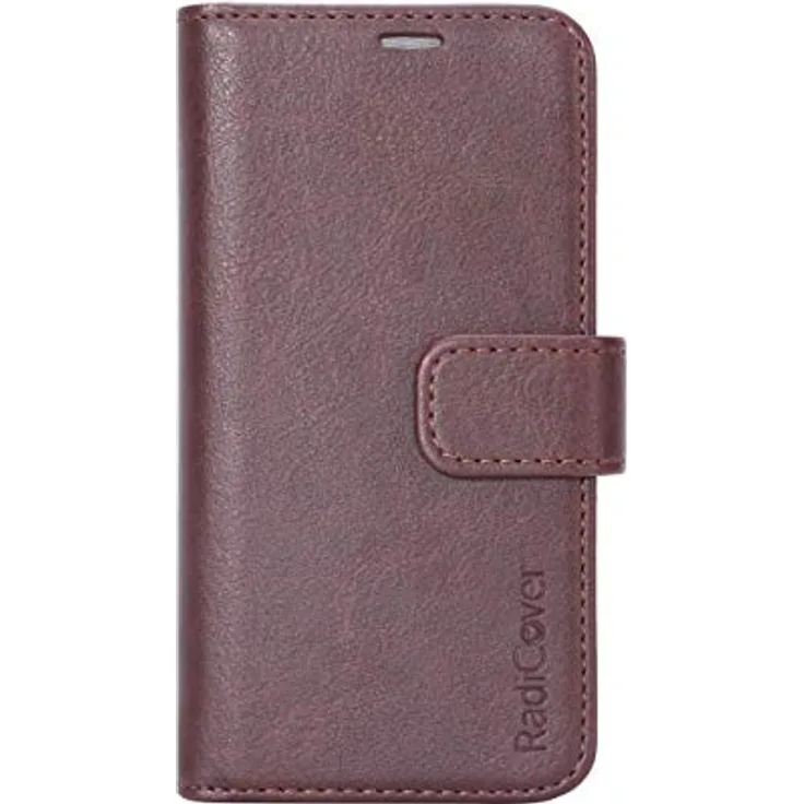 Radicover Flipside Fashion Stand Function, Smartphone Hülle für Apple iPhone 5/5S/SE, braun, mit Antistrahlungsmembran und Kreditkartenfächern