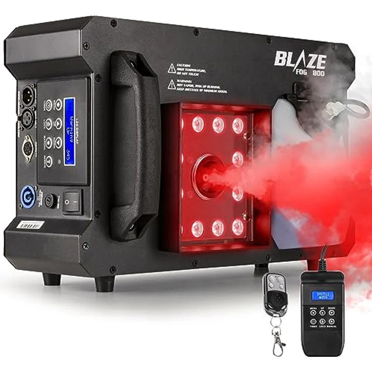BeamZ Blaze800, Nebelmaschine mit 800 Watt, 12x 4-in-1 RGB-LEDs, LCD-Display und Timerfunktion, horizontal und vertikal verwendbar – Bild 1