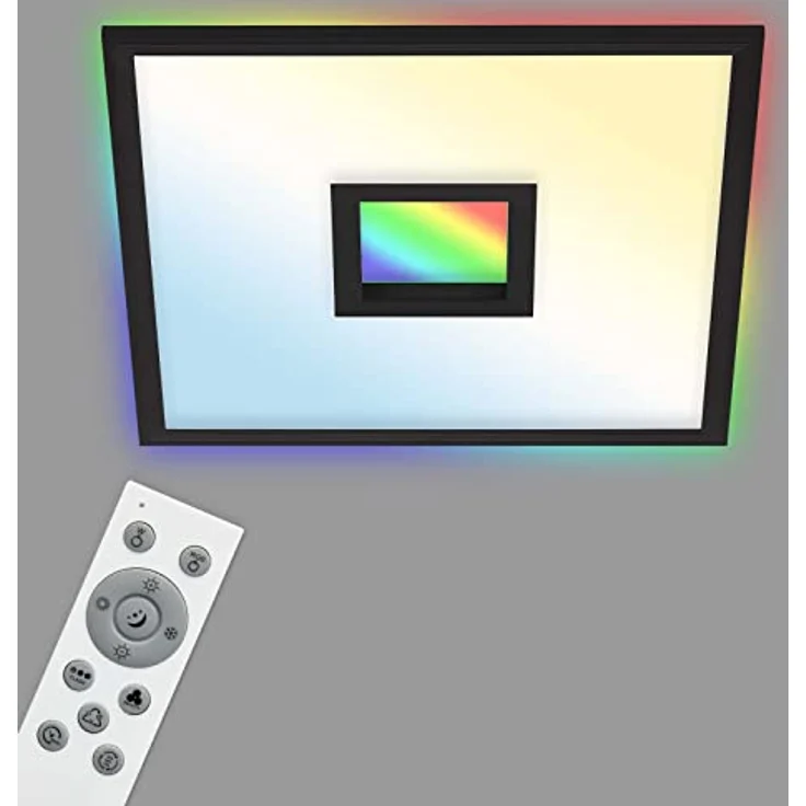 TELEFUNKEN - LED Panel, LED Deckenleuchte, Deckenlampe dimmbar, inkl. Fernbedienung, RGB-Innenbereich und -Backlight, 24 Watt, 2200lm, Timerfunktion, 445x445x63mm (LxBxH) 319405TF Schwarz – Bild 1