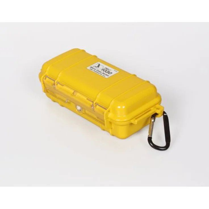 PELI 1030 Micro Case, Schutzbox für Sensibles Equipment, IP67 Wasser- und Staubdicht, 0,6L Volumen, Hergestellt in den USA, Transparent- Gelb Gummieinlage – Bild 3