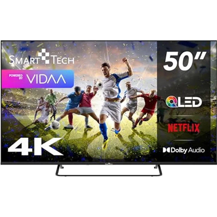 Smart Tech 50QV02K, 50 Zoll QLED Smart TV mit 4K UHD, HDR10, Bluetooth und VIDAA Smart Portal