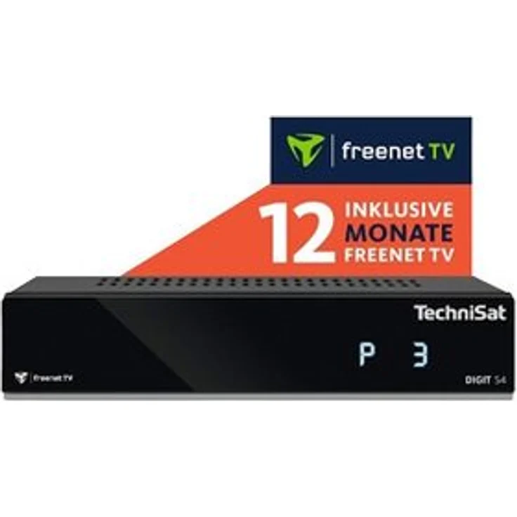 TechniSat DIGIT S4, Satellitenreceiver mit HD-Empfang und 12 Monaten freenet TV, schwarz