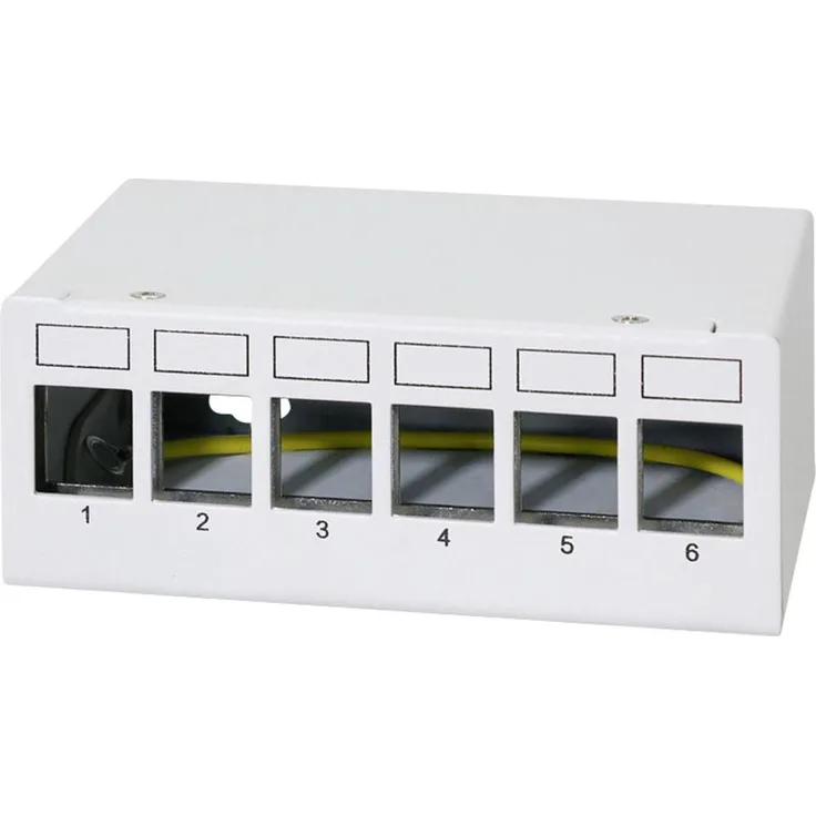 LogiLink NK4091 Patch-Panel CAT 6a, lichtgrau (RAL 7035), mit 10 Gbit/s Übertragungsgeschwindigkeit, modulare Bauweise und werkzeuglos montierbaren Keystone-Modulen