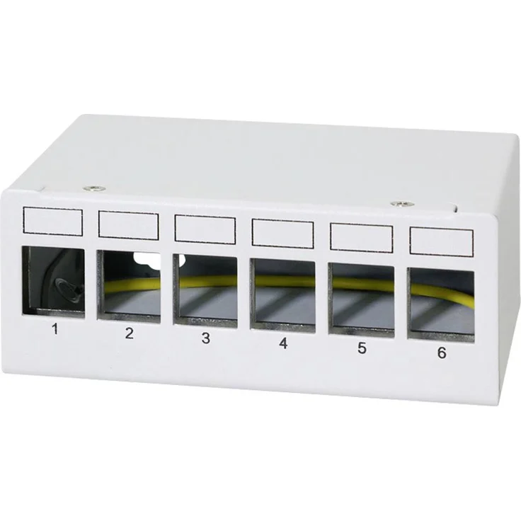 LogiLink NK4091 Patch-Panel CAT 6a, lichtgrau (RAL 7035), mit 10 Gbit/s Übertragungsgeschwindigkeit, modulare Bauweise und werkzeuglos montierbaren Keystone-Modulen