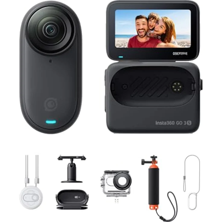 Insta360 GO 3S Black, 4K Action-Cam mit 128 GB Speicher und wasserdichtem Wassersport-Bundle – Bild 1