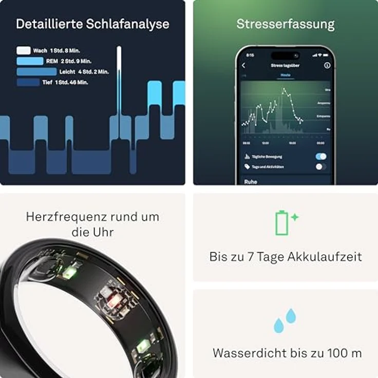 OURA Gen3 Heritage Smart-Ring, Größe 9, Schwarz | Wearable für Schlaf-, Herzfrequenz- und Fitnesstracking, bis zu 7 Tage Akkulaufzeit, kompatibel mit iOS/Android – Bild 5