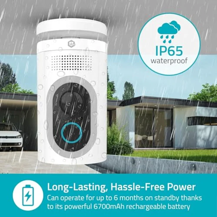 Nedis SmartLife Aussenkamera, Wi-Fi Spotlight 3MP Full HD 1296p, IP65, batteriebetrieben, weiss – Bild 3