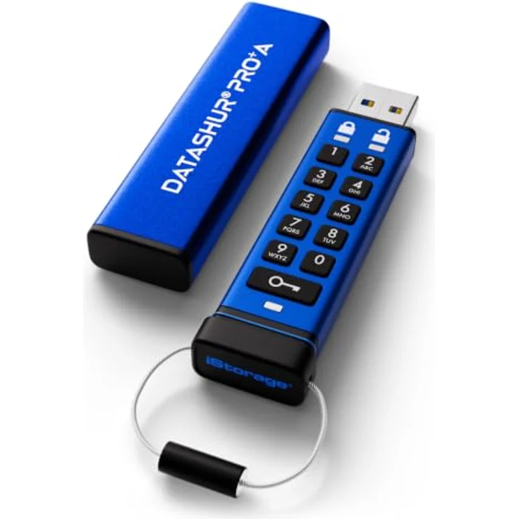 iStorage datAshur PRO+A 64 GB, Sicherer USB-Speicherstick, FIPS 140-3 Level 3 zertifiziert, PIN-geschützt, IP68 wasserdicht und knautschfest – Bild 1