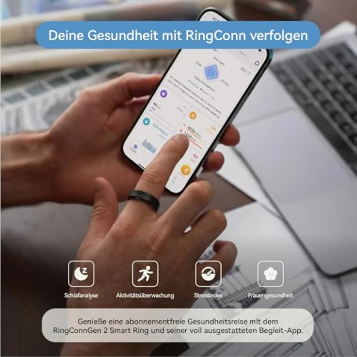 RingConn Gen 2 Smart Ring, Fitness-Tracker in Royal Gold mit Schlaf- und Gesundheitsüberwachung, 10-12 Tage Akkulaufzeit, wasserdicht (IP68) – Bild 5