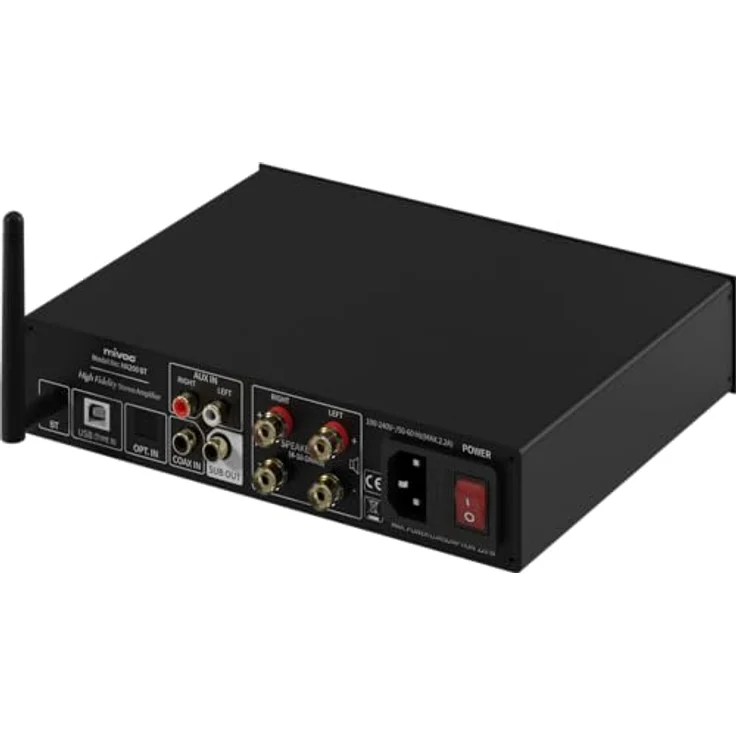 mivoc HA200 BT HiFi Verstärker, Stereo Verstärker, 2x100W, Bluetooth, optischer Eingang, Subwoofer Ausgang, schwarz – Bild 3