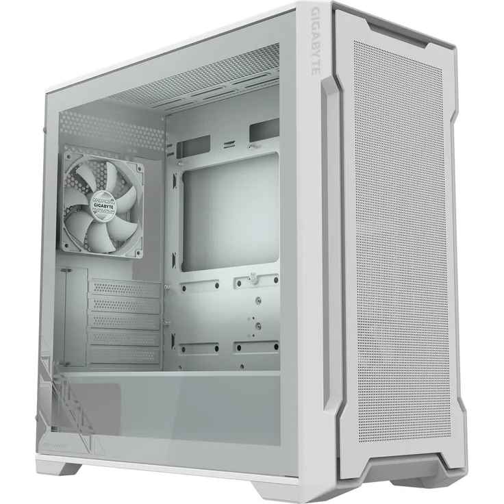 Gigabyte GB-C102GI WHITE, Miditower ATX PC Gehäuse mit gehärtetem Glas und optimiertem Luftstrom, Weiss