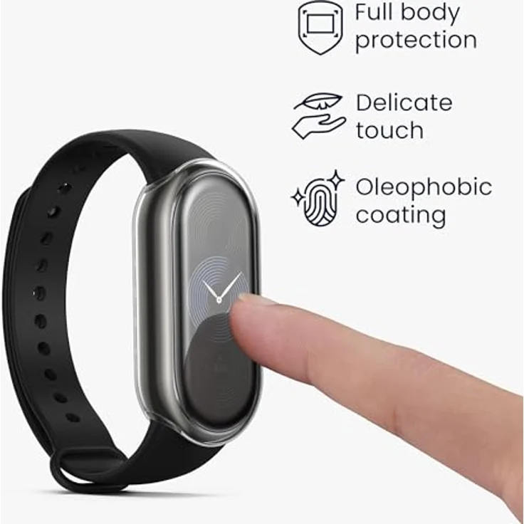 kwmobile 2X Schutzhülle für Xiaomi Mi Band 9 / Smart Band 9, Fullbody Cover Set aus transparentem Silikon, Schwarz – Bild 3