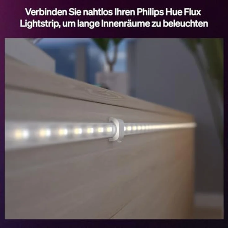 Philips Hue Flux I-Verbindungsstück, 4 Stück für LED-Streifen, weiß, nahtlose Verbindung für durchgängiges Lichtbild – Bild 2