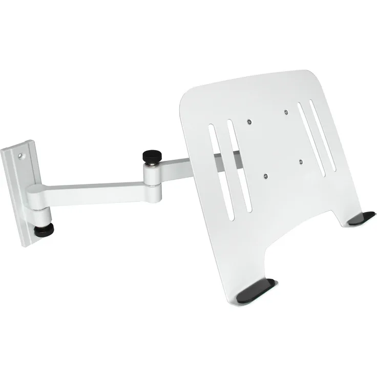 Drall Instruments Laptop Wandhalterung L52W-IP3W, weiße Halterung mit Notebook Adapterplatte und VESA 75x75, Tragfähigkeit 12 kg