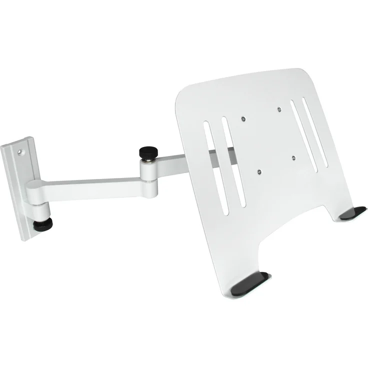 Drall Instruments Laptop Wandhalterung L52W-IP3W, weiße Halterung mit Notebook Adapterplatte und VESA 75x75, Tragfähigkeit 12 kg