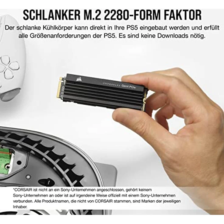 Corsair MP600 PRO LPX M.2 NVMe PCIe x4 Gen4 SSD, 1 TB, optimiert für PS5 Black, 1 Stück – Bild 3