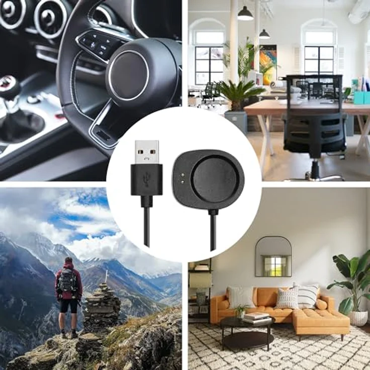 kwmobile USB Kabel Charger für Huami Amazfit Balance A2286 / T-Rex 3, 100 cm langes Smart Watch Ladekabel in Schwarz, schnelles und stabiles Laden – Bild 5