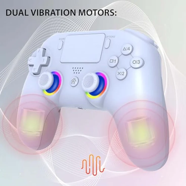 Subsonic Wireless LED Controller für PS5, Gaming Controller mit vibrations- und touchpad-Funktion, Weiss – Bild 6