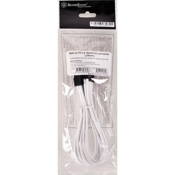 SilverStone SST-PP07-PCIW - Netzteil-Verlängerungskabel 25cm 8pin auf PCI-E 6+2pin, weiss – Bild 3