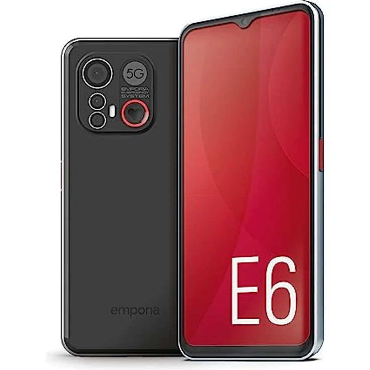 emporiaSMART.6, Seniorenhandy, 5G Volte, Senioren Smartphone ohne Vertrag, Mobiltelefon mit Notruftaste, 6,58-Zoll-Display, Android 13, 50 MP Kamera, Schwarz – Bild 1