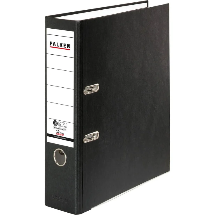 Falken Aktenordner 20x Recycolor Farb Ordner A4 Rücken 80mm Schwarz 11285558F - Strapazierfähiger Schlitzordner aus biologisch abbaubarem Kraftpapier mit verstärkter Qualitätshebelmechanik, FSC zertifiziert – Bild 1