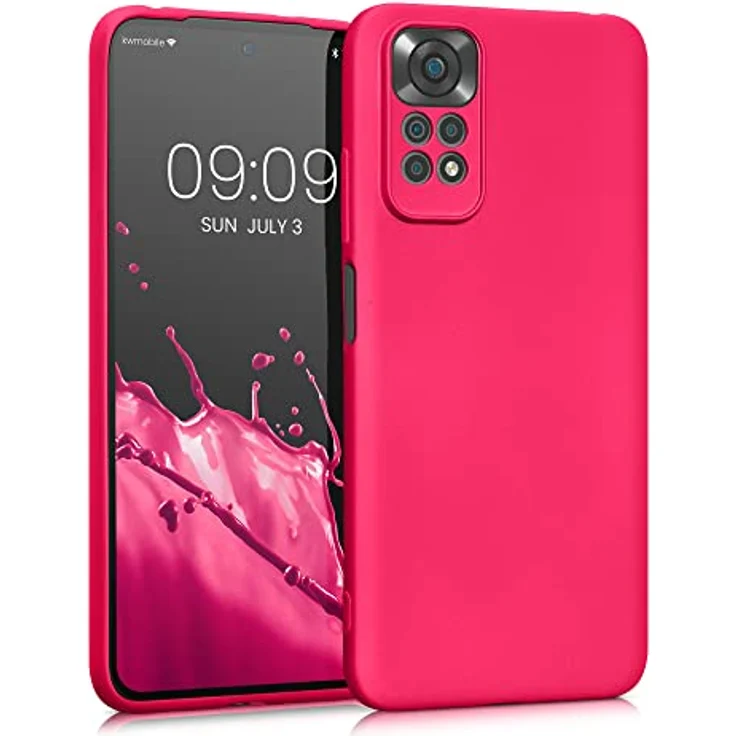kwmobile Handyhülle für Xiaomi Redmi Note 11 / Note 11S - weiche, elastische Silikon Case in metallisch schimmerndem Metallic Pink mit präzisen Kameralöchern – Bild 1