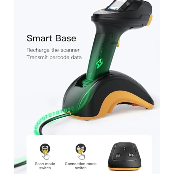 Inateck Barcodescanner Pro8, Handscanner mit Datenübertragungsstation für 1D- und 2D-Barcodes, Schwarz – Bild 5
