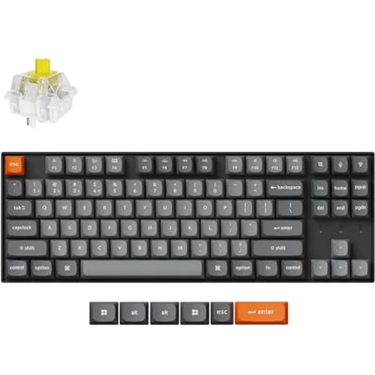 Keychron K8 Max Custom Wireless Mechanische Tastatur 2.4 GHz/Bluetooth/USB-C, Weiß LED, QMK/VIA Programmierbare Makros, PBT Keycaps, für Mac Windows, Super Banana Switch