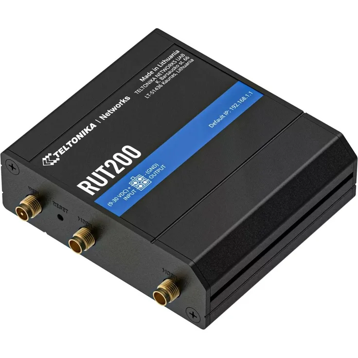 Teltonika RUT200, Kompakter industrieller 4G LTE Router mit Wi-Fi, Schwarz