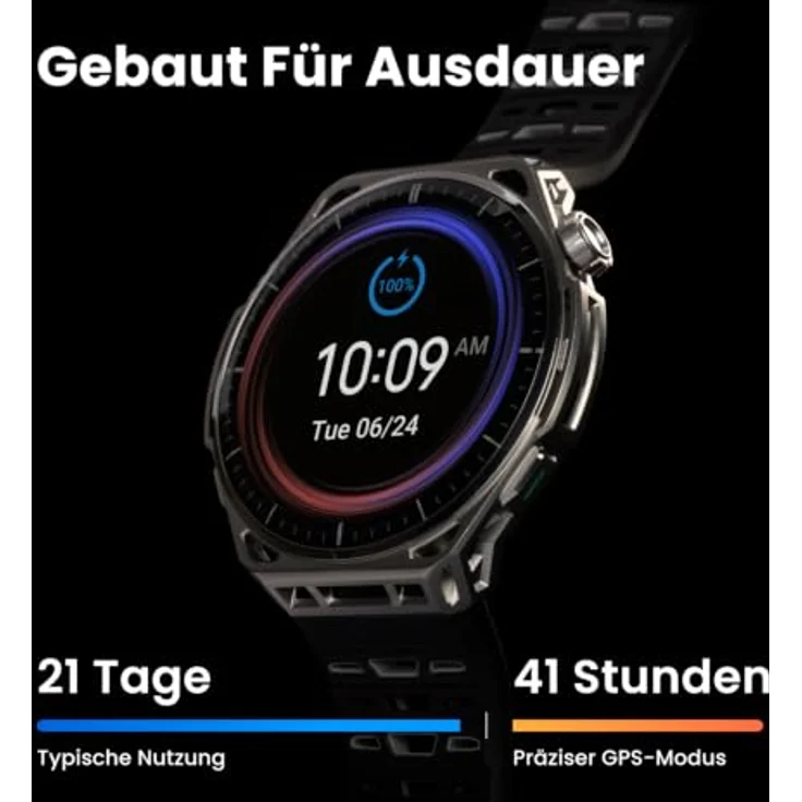 Amazfit Balance 3, Smartwatch mit 1.5 AMOLED-Display, 21 Tage Akkulaufzeit und HybridCharge™, Titanium Black – Bild 3