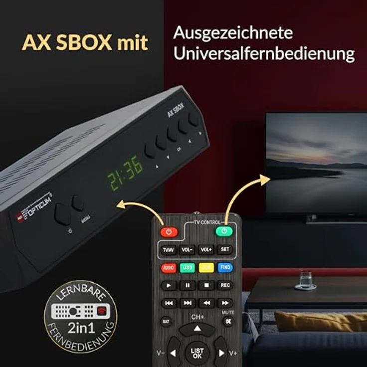 Anadol Opticum SBOX, Sat-Receiver HD, Media-Player 1080P Full-HD Digitalreceiver für Satellitenfernseher DVB-S/S2, Astra & Hotbird vorinstalliert + Anadol HDMI Kabel – Bild 6