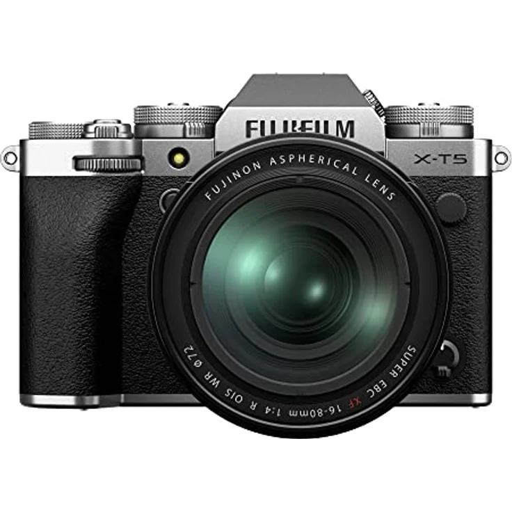 FUJIFILM X-T5 Kit, spiegellose Systemkamera mit 40,2 MP, FUJINON XF 16-80mm F4, 7,6 cm Touchscreen, WLAN, wetterfest, silber – Bild 1
