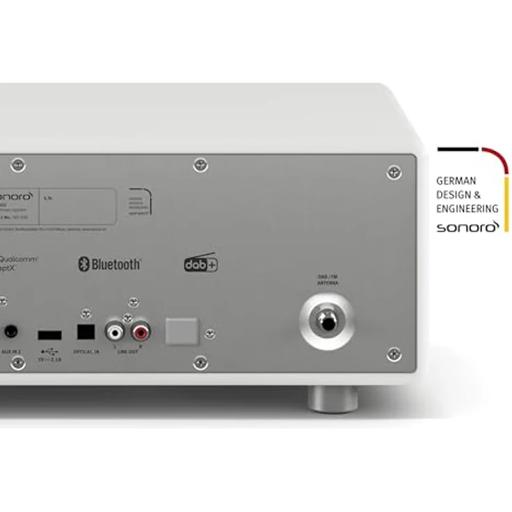 sonoro Prestige Kompaktanlage mit CD Player, Bluetooth und Internetradio (UKW, WLAN, DAB Plus, Spotify, Deezer), Weiß, 2-Wege Soundanlage mit 4-Zoll Subwoofer – Bild 3