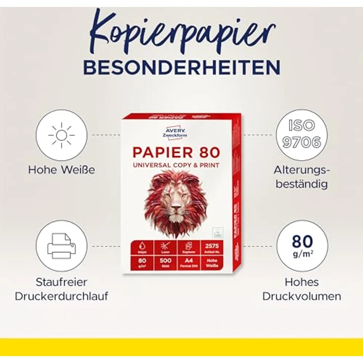 Avery Zweckform 2575 Druckerpapier, Kopierpapier (1.500 Blatt, 80 g-m², DIN A4 Papier, weiß, für alle Drucker) 1 Box mit 3 Pack – Bild 4