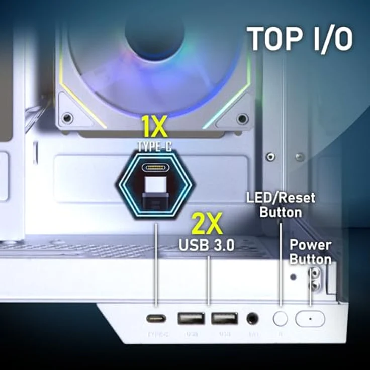 BitFenix Triton PC-Gehäuse, ATX Full Tower in Schwarz mit gehärtetem Glas, USB-C und A-RGB-Lüftern – Bild 7