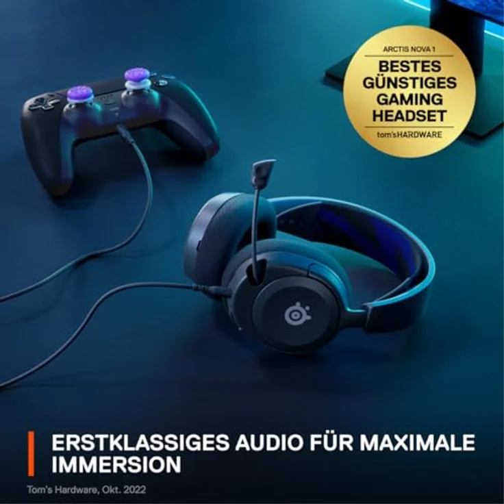 SteelSeries Arctis Nova 1P - Multi-System Gaming-Headset - Hi-Fi-Treiber - 360° Surround-Sound - Memory Foam-Ohrpolster – Bild 3