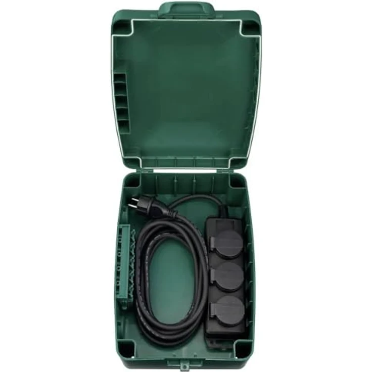 Sygonix SY-6797950 Verteilerbox 3-fach, Grün und Schwarz, mit erhöhtem Berührungsschutz für Camping und Außenbeleuchtung – Bild 2