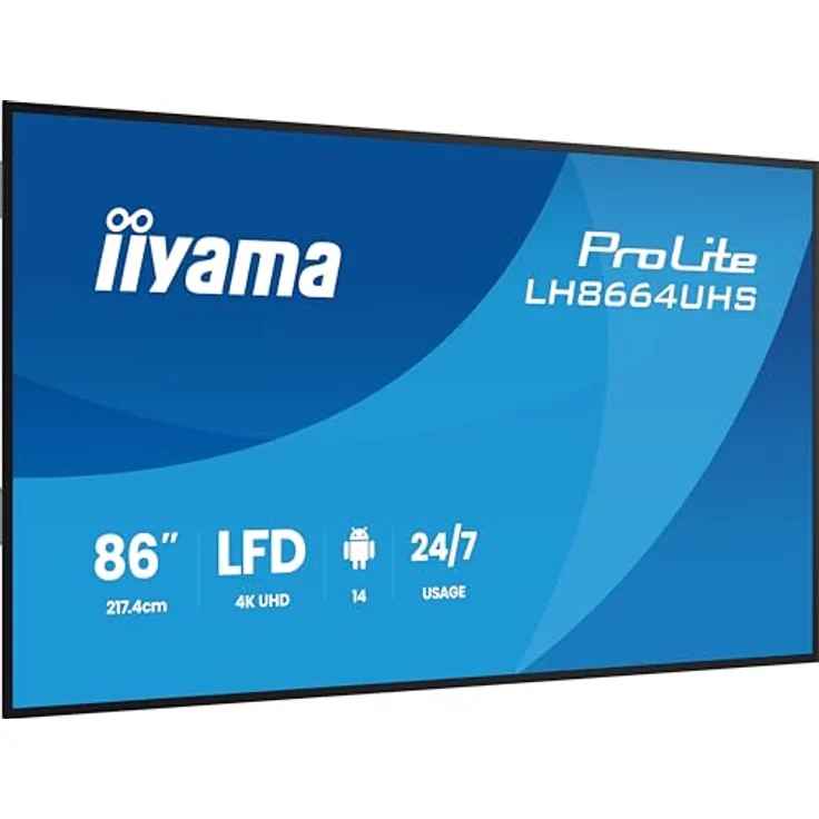 iiyama Prolite LH8664UHS-B3AG, 85.6" 4K UHD Digital Signage Display mit Android 14, HDMI, USB-C, WiFi, 24/7 AntiGlare – Bild 1