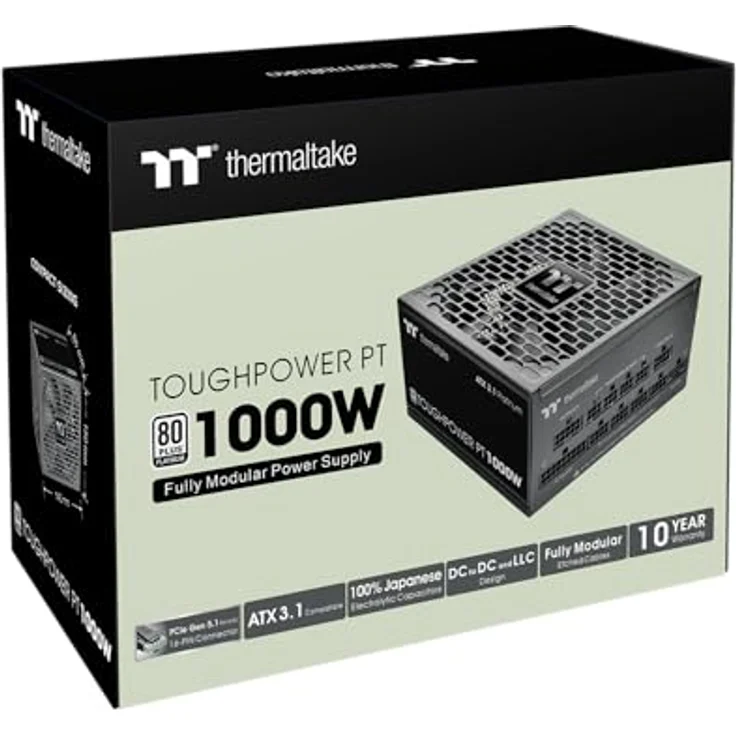 Thermaltake Toughpower PT 1000W, ATX 3.1 Netzteil mit PCIe 5.1 und 80Plus Platin, vollmodular, schwarz – Bild 5