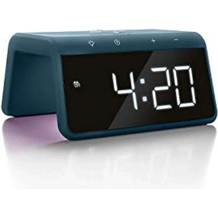 Caliber Wecker mit Ladestation - Wecker Digital mit Wake Up Light - Wecker mit Licht - Dimmbarer LED-Anzeige - Pacific Blue - 140 x 100 x 75 mm – Bild 5
