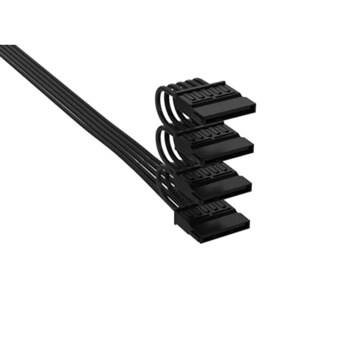 Corsair Elite Premium Typ 4 SATA-Stromkabel mit 4 Anschlüssen, dreifach Ummantelt im Mesh-Paracord-Design, Schwarz – Bild 2