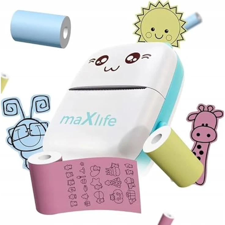 FOREVER Maxlife Mini Drucker MXTP-100, tragbarer Bluetooth-Fotodrucker für Smartphone, Thermodrucker mit 200 dpi, USB-C, Blau – Bild 4